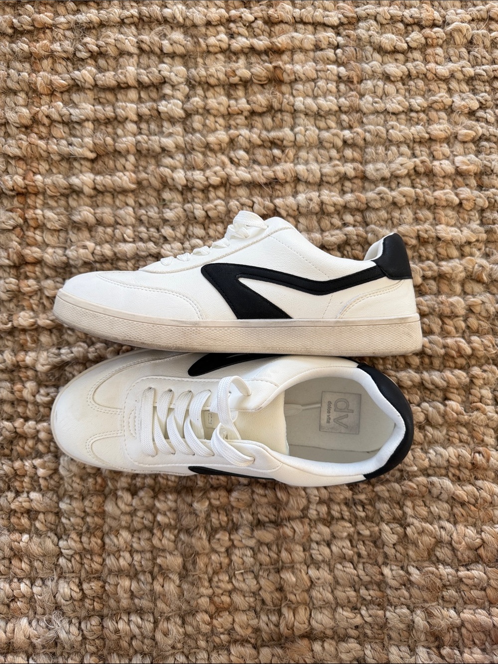 Dolce Vita White and Black Women's Low-Top Sneakers